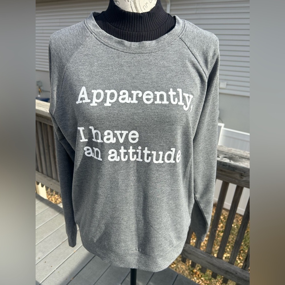 Caramelo “Apparently I Have An Attitude” Funny Sweatshirt PERFECT CONDITION! - Picture 2 of 6